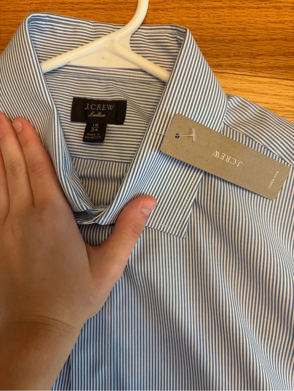 Men's NWT J Crew Light Blue Pinstripe Dress Shirt